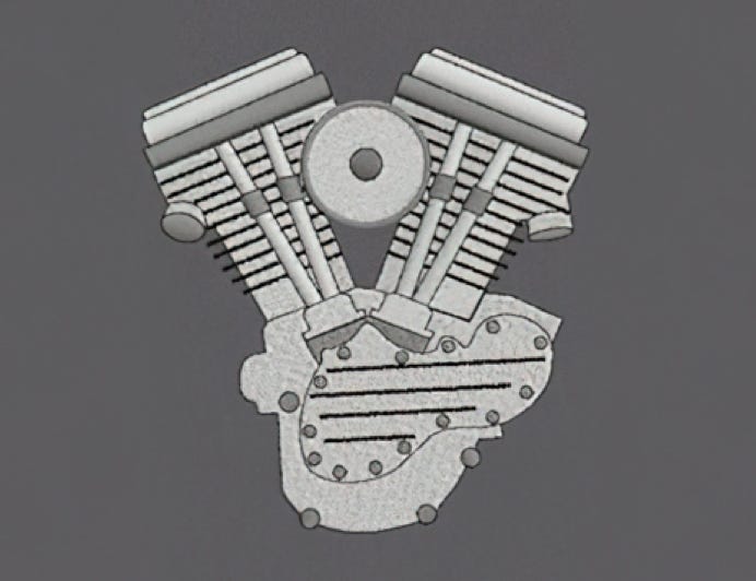 American Made Motorcycle Engine Embroidery Design