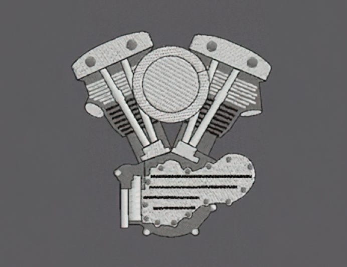 American Made Motorcycle Engine Embroidery Design